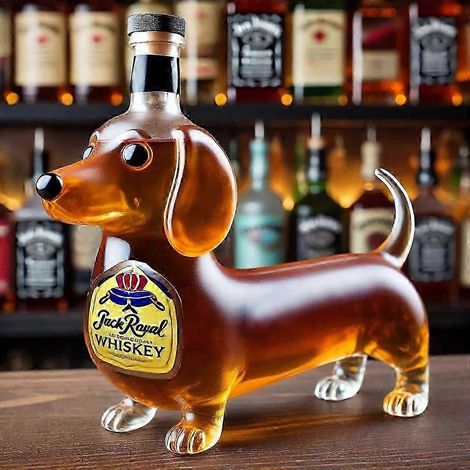 Whiskyflasche in Dackelform, witzige Whiskyflasche in Dackelform, Weinflaschen aus Glas mit Dackelfigur, dekorative Karaffe in Dackelform, geeignet für Bar, Zuhause oder Büro