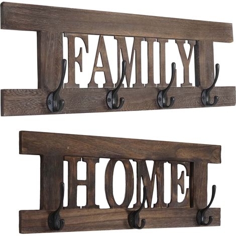 Set 2x appendiabiti guardaroba shabby vintage HHG-987 Family Home marrone