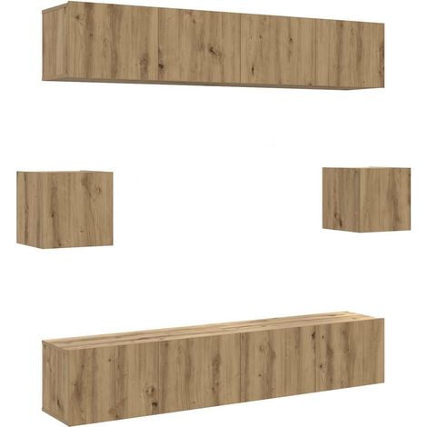 Maison Exclusive - Set Mobile TV 6 pz Montato a Parete Rovere in Legno Multistrato