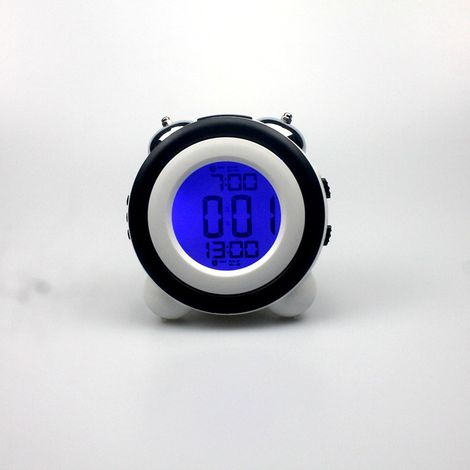 MINKUROW, Reloj Despertador De Doble Campana De 4 Pulgadas, Reloj Despertador Digital Led Fuerte, Pantalla De Hora Y Fecha, 2 Juegos De Relojes Despertadores, Luz Azul Y Negro (1/5)