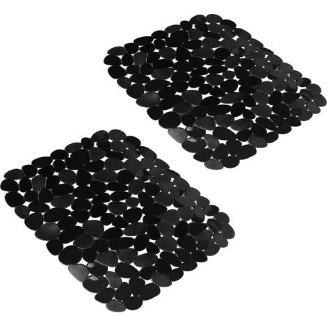 Alfombrilla para fregadero de cocina, 2 alfombrillas protectoras ajustables para fregadero, alfombrilla de acero inoxidable negro para fregadero, alfombrilla para secar platos para encimera de baño y