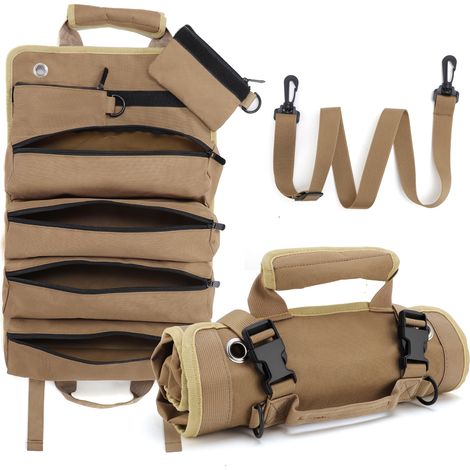 Sac à Outils Enroulable Trousse a Outils Sacs Porte-Outils Moto avec 5 Poches à Fermeture Éclair pour Ménage Charpenterie Électricien Voitures (1/5)