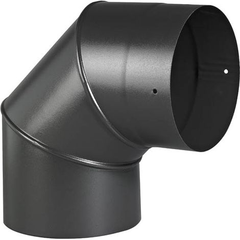 TEN – Coude émail noir mat 90° Ø200 – Raccord gaz pour chaudières – Acier émaillé résistant aux acides – Norme CE 2270-CPD-048 NF
