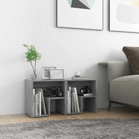 vidaXL Comodini 2 pz Grigio Cemento 40x30x40 cm in Legno