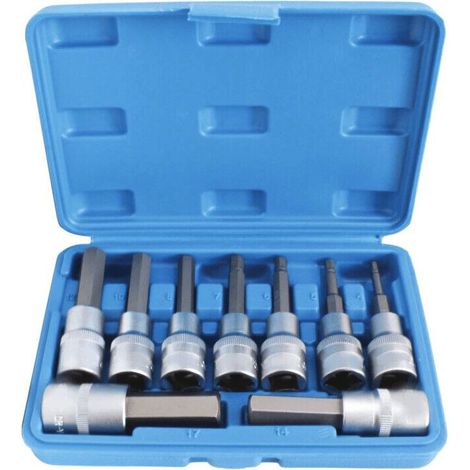 CHIAVI A BUSSOLA ESAGONALI INSERTI 9 PZ 80MM BUSSOLE 1/2" ACCIAIO H4 H17 840sa