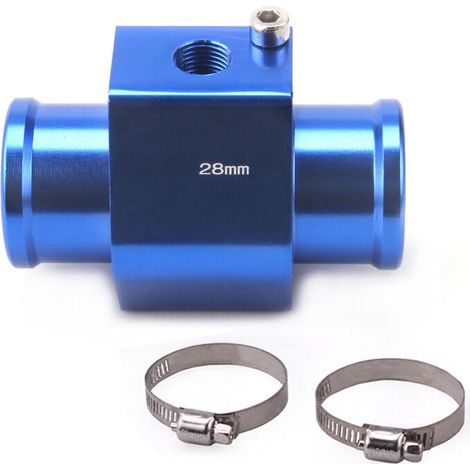 royaluxe - 28mm Adaptateur de capteur de température de tuyau universel, tuyau de joint de température d'eau de voiture en métal universel bleu, (1/5)