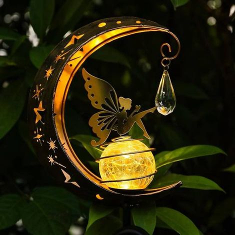 Lampe Solaire Jardin Décorative Fée pour Extérieur IP65 Étanche Autonomie 8h Design Romantique Métal Laqué (1/5)