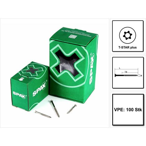 SPAX Fassadenschraube, 5 x 100 mm, 100 Stück, Teilgewinde, Linsensenkkopf extra klein, T-STAR plus T20 - 0467000501003