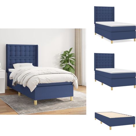 Boxspringbett mit Matratze Blau 80x200 cm Stoff - Boxspringbett - Doppelbett - Blau - Bettsofa - Lattenrost (1/5)