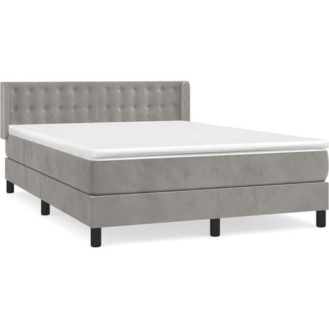 Maison Exclusive - Giroletto a Molle con Materasso Grigio Chiaro 140x200cm Velluto (1/5)