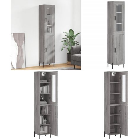 Buffet haut Sonoma gris 34,5x34x180 cm Bois d'ingénierie - Buffet Design Moderne - Meuble Rangement - Armoire Élégante - Mobilier Salon - Commode - Home & Living (1/5)