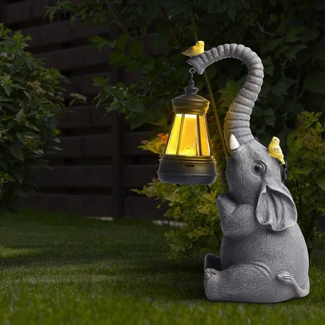 Deko Éléphant: 1 Pièce Lampe Solaire LED Résistante aux Intempéries, Sculptures Animalières en Résine Étanche, pour Décoration Intérieure et Cadeaux Artisanaux (9x7x20cm) (1/2)