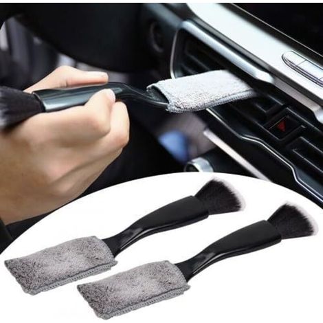 2pcs Pinceau Detailing Auto 2-en-1, Brosse Nettoyage Voiture Double Tête, Pinceau Nettoyage Voiture, Kit Nettoyage Voiture Interieur, Brosse à Double Tête pour Le Nettoyage de Voiture
