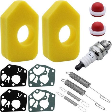 13 Pièces de Remplacement pour Tondeuses - 2 Filtre à Air 1 Bougie d'Allumage L7T 2 Ampoules d'Amorçage 4 Membrane de Carburateur 4 Ressorts de Régulateur pour Moteur Brigg Straton Quattro (1/5)