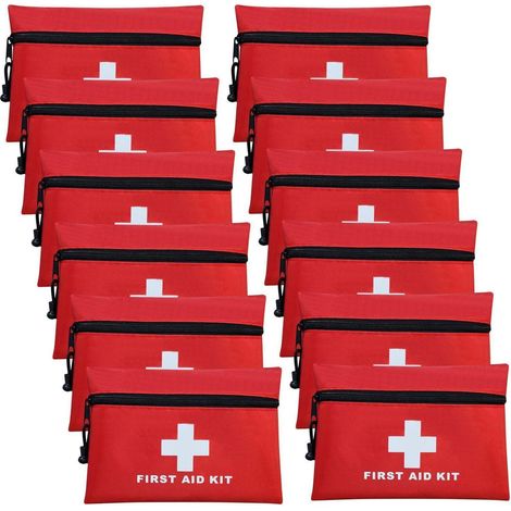 Erste-Hilfe-Tasche 12er Set leer, rot, wasserdicht, mit Kreuzsymbol