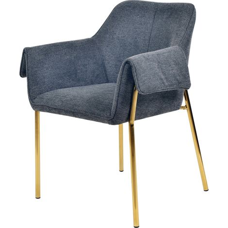 Chaise de salle à manger anthracite avec accoudoirs - Gris anthracite et pieds or (1/5)