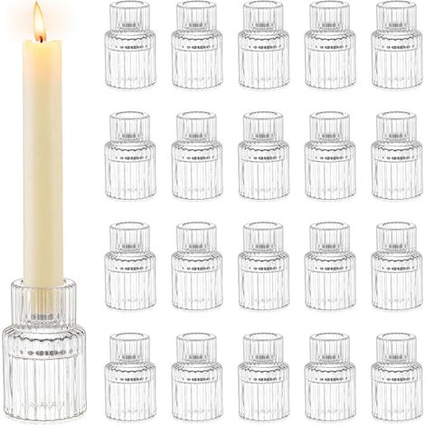Petite Chandelier Bougeoir Verre - Lot de 20 Bougeoir Decoratif Mariage Noel Decoration Maison, Supports pour Bougies Coniques Centre de Table Salon Chambre (1/5)