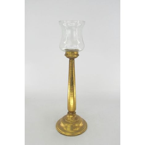 Vimin Box Candelabro con Vetro D 19,5 Cm H 62 Cm Oro