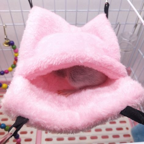 Hamac suspendu pour hamster rose, écureuil, nid douillet d'hiver, cage-grotte rose (1/5)