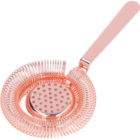 Professionelles Cocktailsieb aus Edelstahl mit roségoldenem Feinfilter für Mixologie-Bars (1/5)