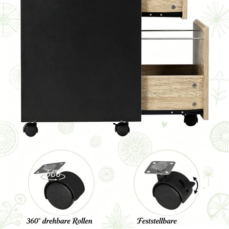 Classeur armoire de lit élégante avec roulettes, rangement mobile pour chambre, bureau ou salon – sans marque (1/4)