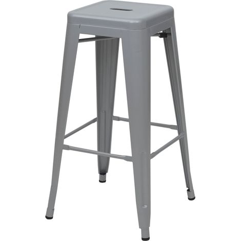 4x tabouret de bar HWC-A73, chaise de comptoir, métal, empilable, design industriel - gris (1/5)