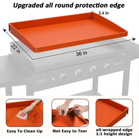 22-Zoll-Silikon-Grillmatte, orange, flexibel, hitzebeständig, BBQ-Kochmatte für Camping und Picknick