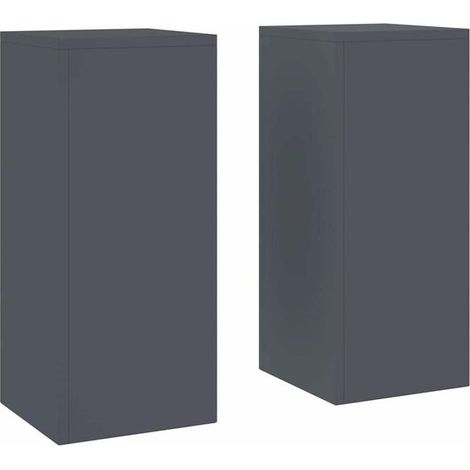 Supports pour plantes (lot de 2), gris anthracite, 24 x 24 x 55 cm, acier. (1/5)