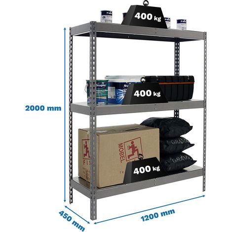 Simonrack Metallregal grau galvanisiert 2000x1200x450 mm