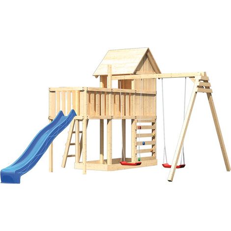 Akubi Stelzenhaus Frieda natur Rut. blau+DS+ABP+Kletterwand