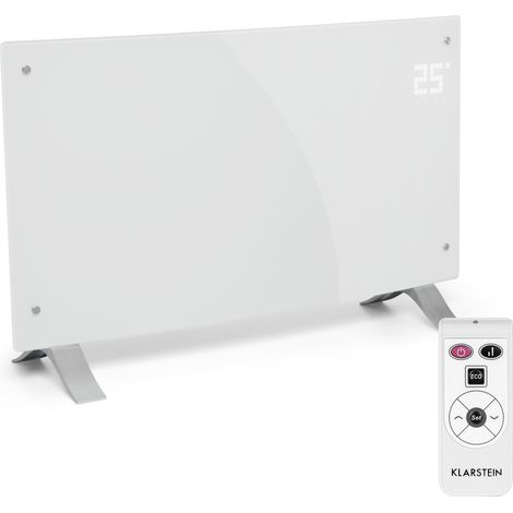 Klarstein Energy Efficient Electric Heaters for Home, 2000W Free Standing Low Energy Convector Heater w/ Thermostat, Aluminium Feet Portable Indoor Silent Storage Heater Wall Mounted Panel Heater