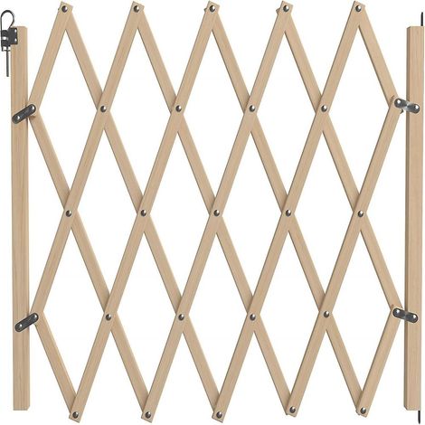 1 Barrière pour chien, Bois brut, Porte rétractable, Bambou, Réglable 25-110 cm, Intérieur (1/5)