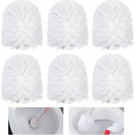 Lot de 6 têtes de Brosse de Toilette de Rechange, faciles à Visser, universelles, tête de Brosse de Toilette, tête de Brosse de Toilette Blanche avec Poils rigides durables pour Accessoires (1/5)