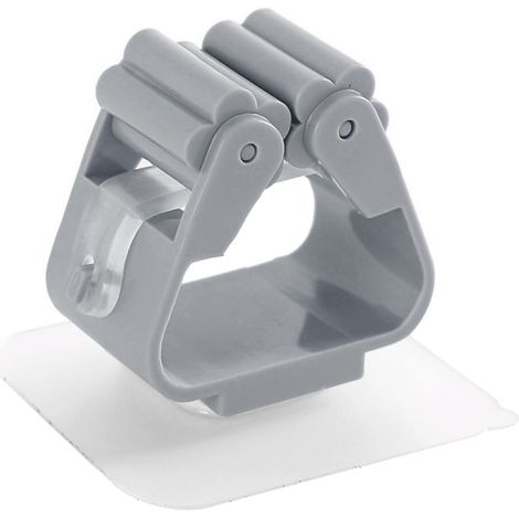 Lot de 3 supports muraux pour balai/serpillère, en plastique à forte adhérence, pour garage ou atelier (gris).
