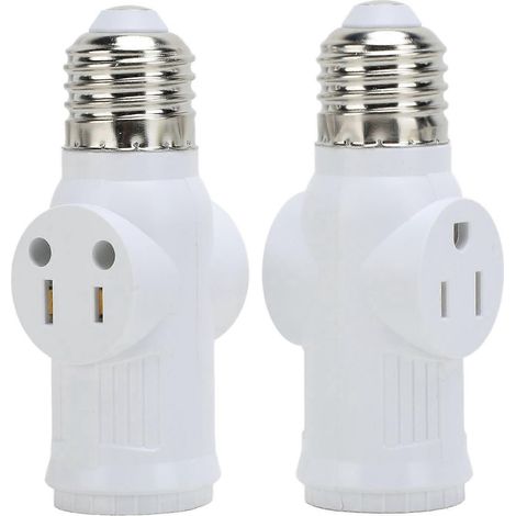 2 adaptateurs de douille à 3 broches, convertisseur d'ampoule E26 blanc