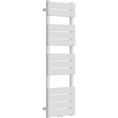 Radiateur sèche-serviettes chauffage salle de bain à lames plates acier 120 x 40 cm blanc (1/5)