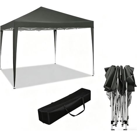 Pérgola plegable pop up 3 x 3 m gris oscuro con bolsa de transporte (1/5)