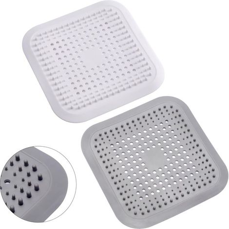 Pcs Silicone Shower Hair Catcher with Suction Cup, Drain and Sink Protector Filter, Universal Hair Catcher for Bathroom, Bathtub, Kitchen (White + Gray) (1/5)