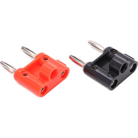 Lot de 5 adaptateurs de fiches bananes doubles de 4 mm plaquées nickel pour câble coaxial d'antenne (1/5)