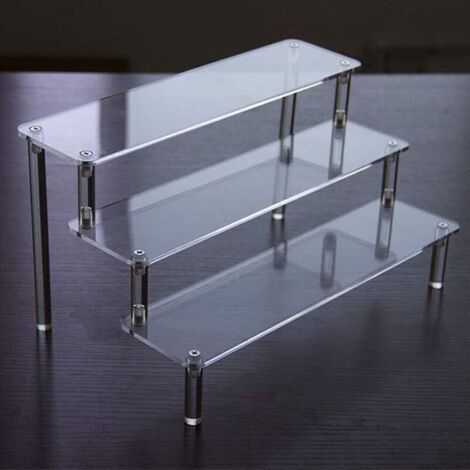 Présentoir Acrylique Transparent, 3 Niveaux Étagère à Escalier Transparents, Collection Support de Présentation en Acrylique, pour Présentation de Figurine, Vernis à Ongles, Cosmétiques (1/4)