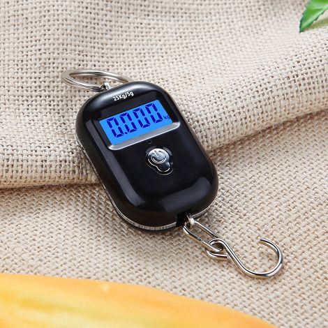 Mini-Gepäckwaage, tragbare elektronische Waage, digitale Fischwaage mit Nullpunktverfolgungsfunktion, 25 kg, Doppelbereichswaage, digitale Hängewaage (1/5)