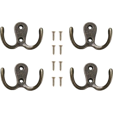Lot de 10 patères doubles à griffes, patères doubles, patères murales pour salle de bain, chambre, porte, mur, style vintage, cintre en métal (1/5)