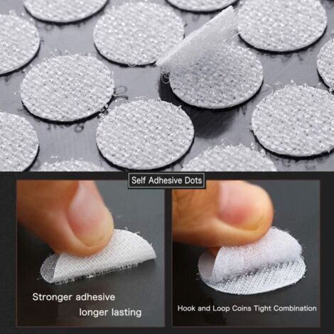 Scratch Autocollant Rond, 450 Paires 15mm Cercles avec Crochets et Boucles Auto-adhésifs, 900 Capsules scratch autocollant rond Hook & Loop Pastille Adhésif, Autocollantes Points Arrière Dots Coins (1/3)
