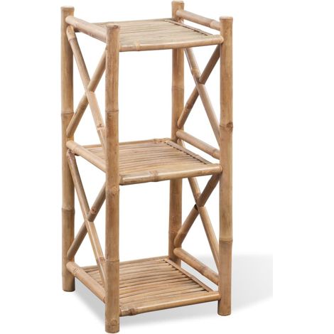 3-Tier Square Bamboo Shelf vidaXL