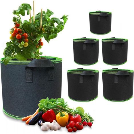 bolsas de cultivo de tela, 19 litros, transpirables, con asas reforzadas, para hortalizas y plantas de interior. (1/5)