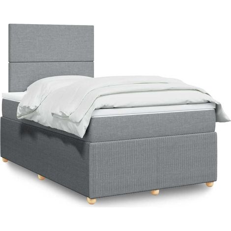 Boxspringbett mit Matratze Hellgrau 120x190 cm Stoff