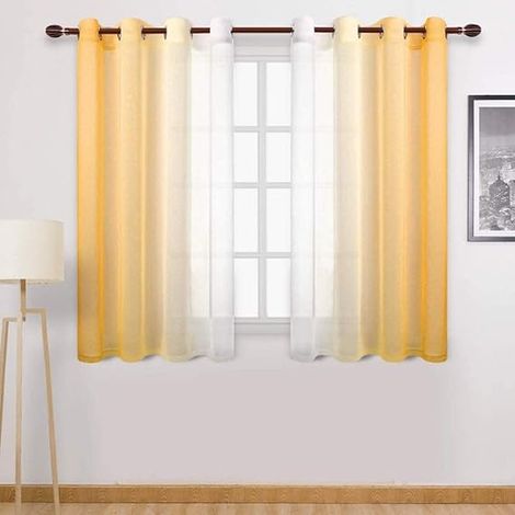 Rideau Semi Transparent - Ombre Dégradé - Œillets Métalliques - 132 x 160 cm - Pour Chambre et Salon