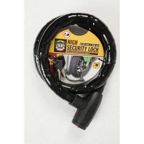 Chaîne Antivol Pour Roue De Vélo, Moto, Scooter, Vélo, 1 Mètre, 22 Mm, Noir