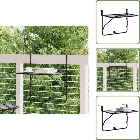 Acciaio - vidaXL Tavolo da Balcone Nero 60x40 cm in Acciaio - Tavolo pieghevole