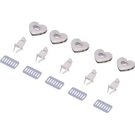 set di chiusure girevoli in metallo a forma di cuore per borse (argento) (1/5)